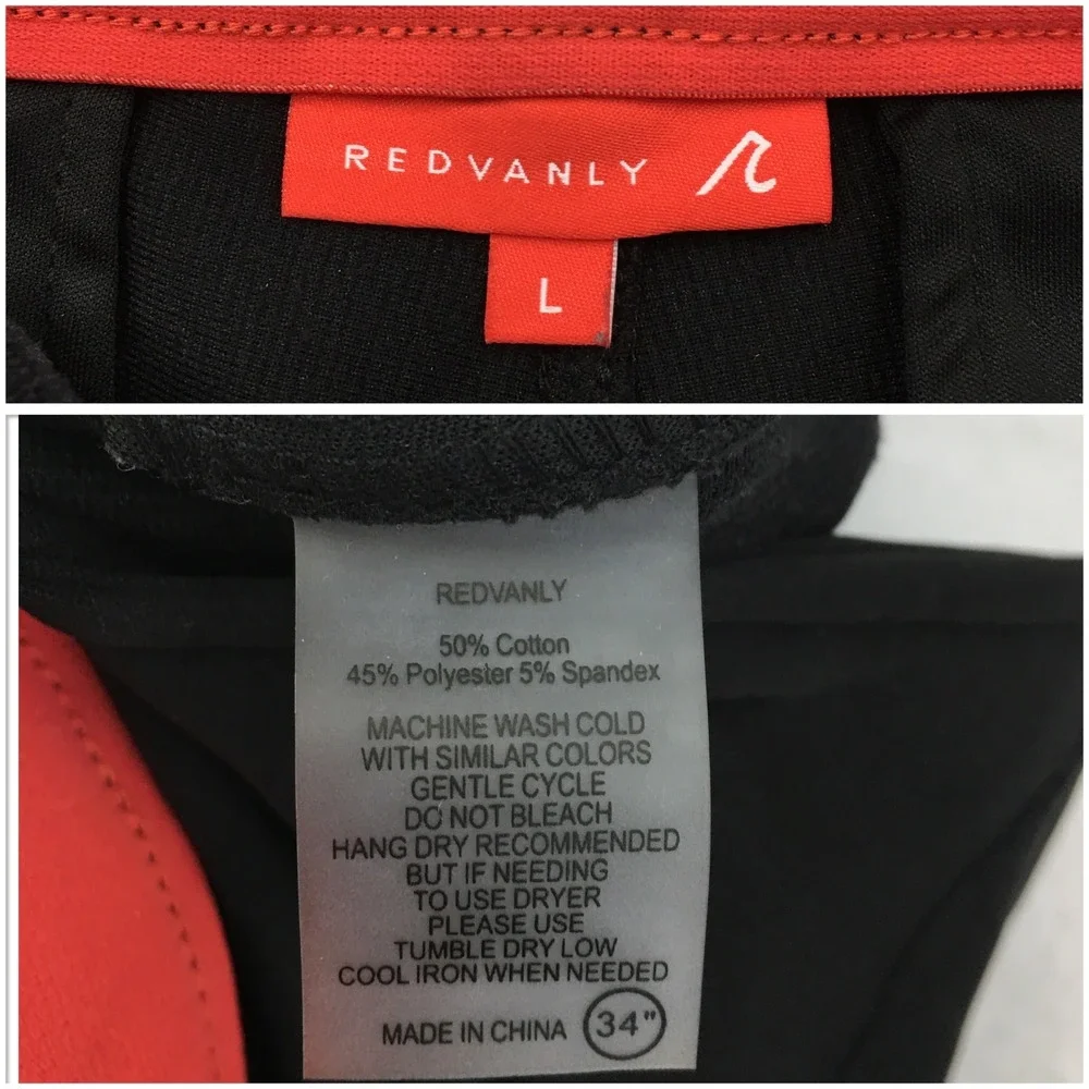 Redvanly Mens Black Velvet Corduroy Golf Pants Size 34 Large Slim Fit Stretch